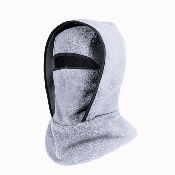 Outdoor Winter Warm Hat Neckband Integrated Cycling Mask, Neck Gaiter Fleece Balaclava Hat Full Face Ski Mask Hood Cap Light Gray One Size