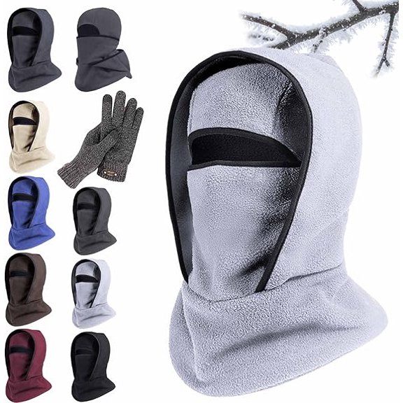 Outdoor Winter Warm Hat Neckband, Integrated Cycling Mask, Ski Head Cover Neck Windproof Cold, Balaclava Face Mask(E)