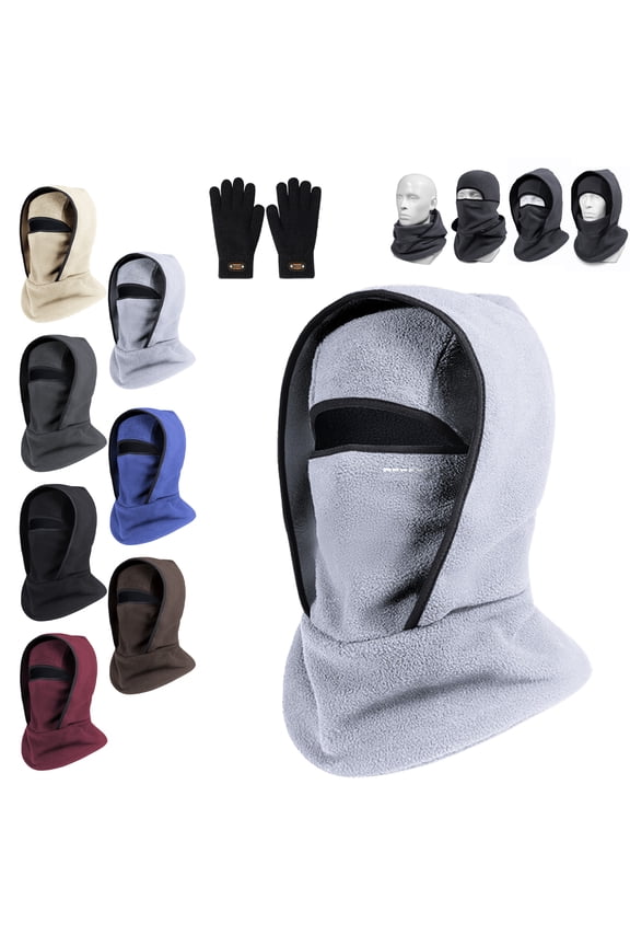 Outdoor Winter Warm Hat Neckband Integrated Cycling Mask, Sports Ski Head Cover Neck Windproof Cold One-Piece Pullover Hat (Light gray)