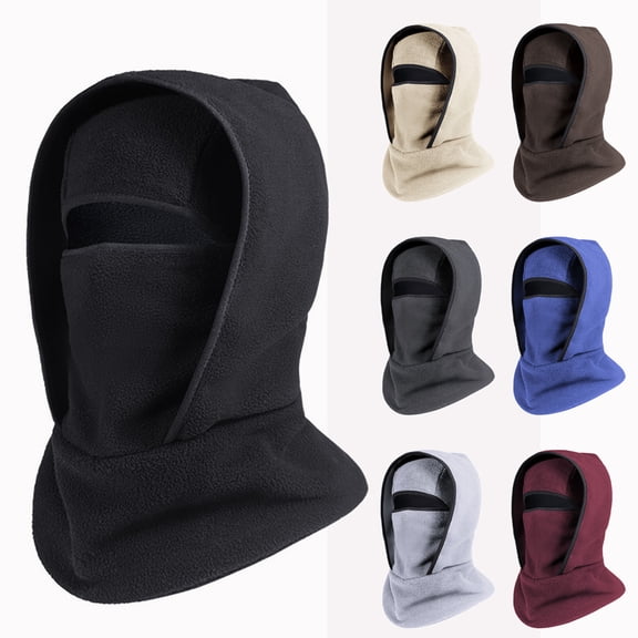Outdoor Winter Warm Hat Neckband Integrated Cycling Mask, Winter Bal-aclava Ski Mask, Windproof Fleece Face Cover