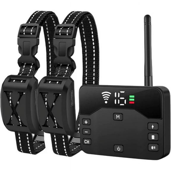 Outdoor Wireless Dog Fence, 2025 Electric Fence for 2 Dogs Shocks Training Collar Remote 2-in-1,Wireless Pet Containment System with Adjustable Vibration & Shock, Waterproof Training Collar