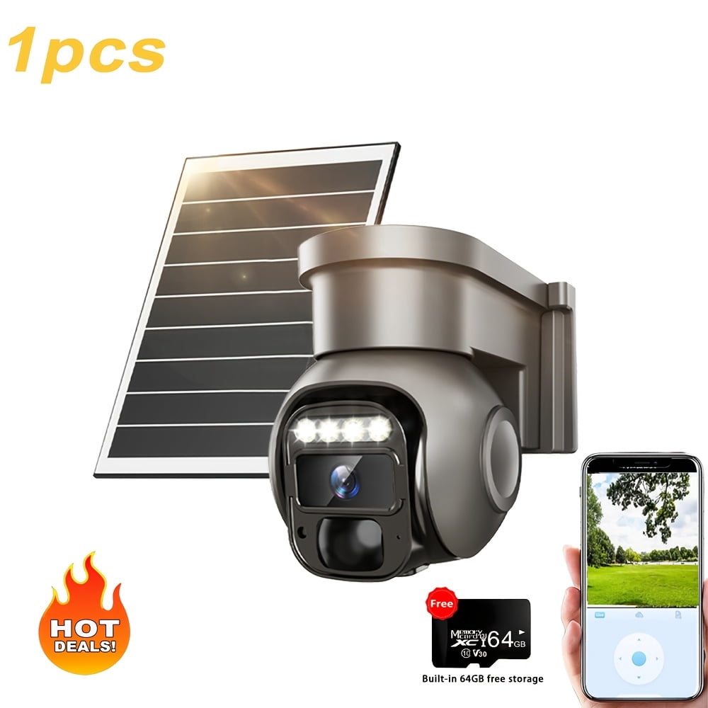 Outdoor Wireless Security Camera.Ptz Solar Wireless Security Camera with AI Human Detection, Wire-Free Battery Solar Powered, Color Night Vision, No for Home Wi-Fi Required, 2-Way Audio