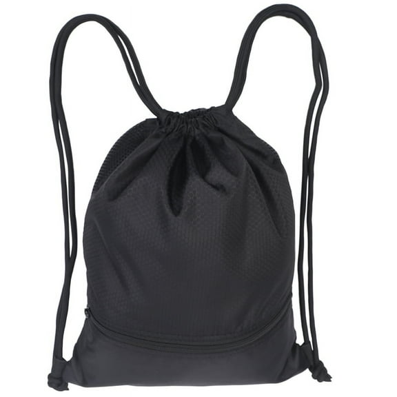 Outdoor Women Men Nylon Black Ultralight Backpack Football Basketball Bag String Drawstring Hunting Hiking Gym Sport Bags(Small),1 x Rope bag,Black