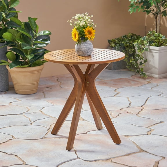 Outdoor Wood 27.5" Table - , Finish For Patio, Backyard, And Bbq Use Patio Smooth Finish, Weather- With