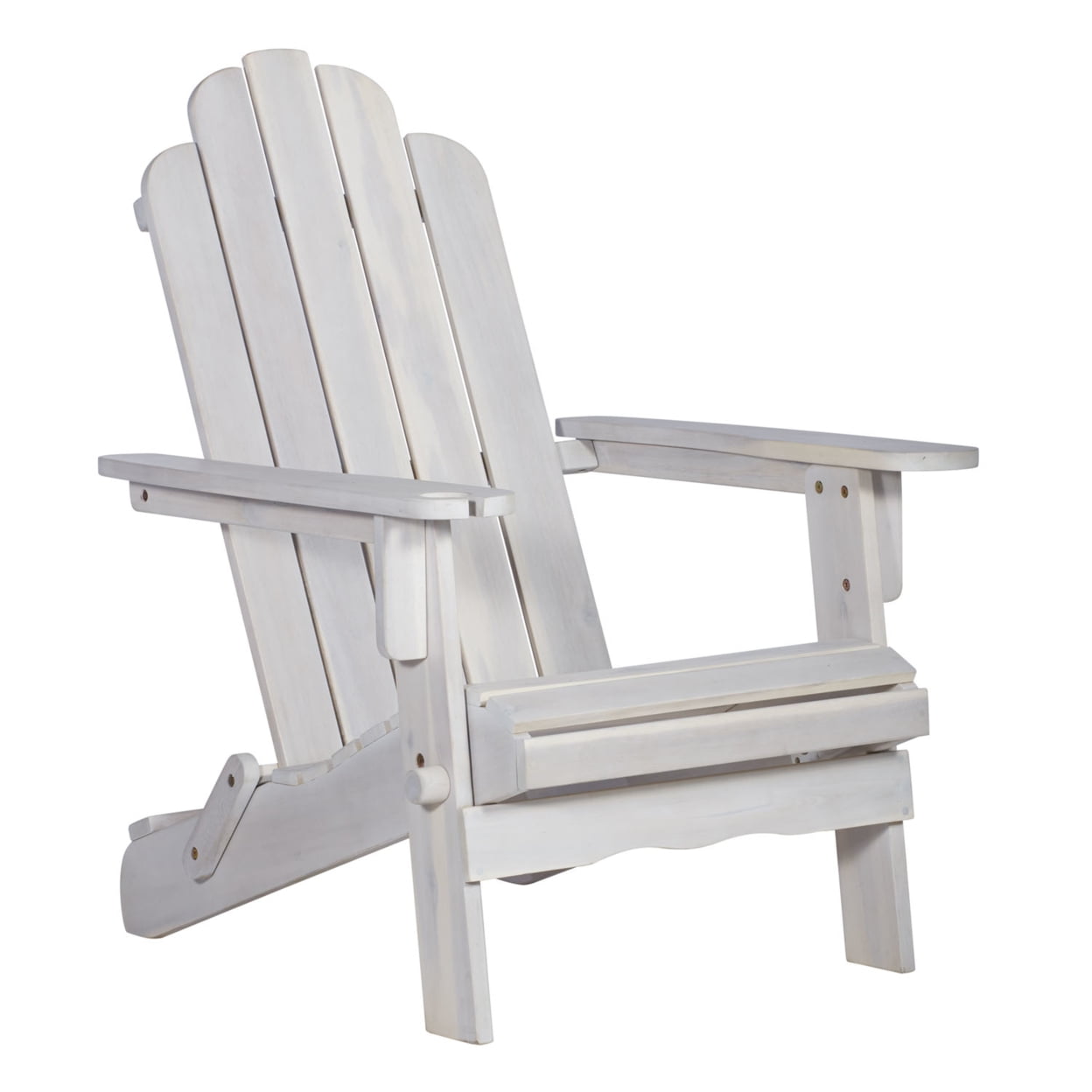 White Wash Acacia Wood Outdoor Adirondack Chair with Arms
