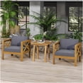 thumbnail image 1 of Outdoor Wood Armchair Set with Cushions and Side Table, Teak Finish Acacia Wood Patio Furniture, Dark Gray, 1 of 8