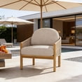 thumbnail image 1 of Outdoor Wood Club Chair – Beige Rope Design with Beige Cushion, Patio Lounge Chair for Backyard, Deck, Poolside, Garden, 1 of 11