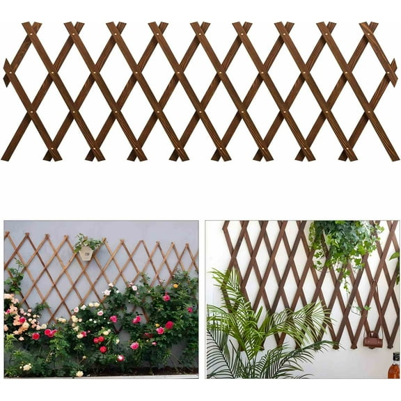 Outdoor Wood Lattice Fence Panels, Large Expandable Garden Fence Frame, 72×20×2.5cm/28.35×7.87×0.98in, Natural Wood Wall Lattice Panels, Wooden Lattice Frame for Climbing Plants, Outdoor Decor