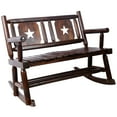 thumbnail image 1 of Outdoor Wood Rocking Bench: Rustic Brown Double Rocker for 2 with Ample Curved Seat, 1 of 12