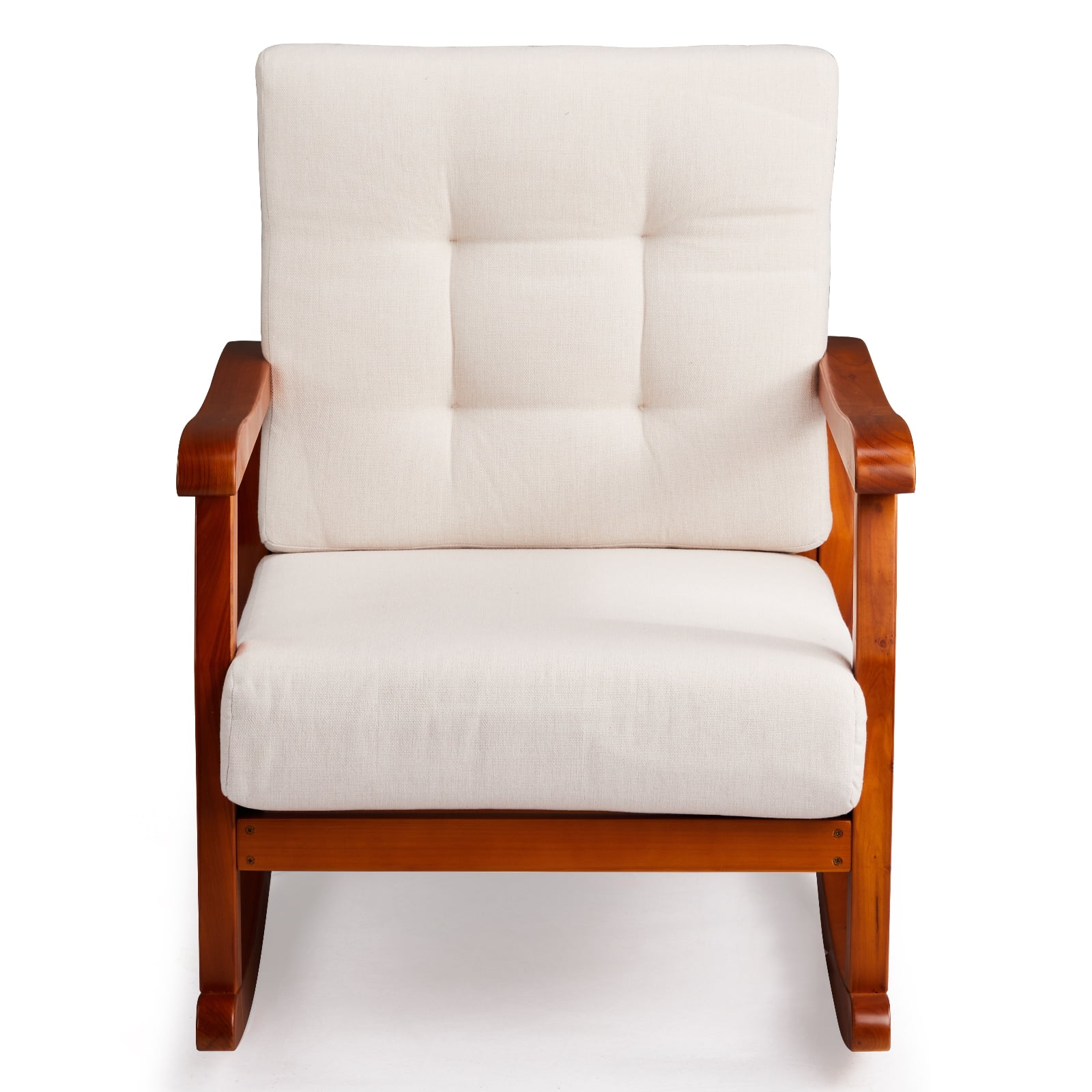 Outdoor Wood Rocking Chair with Detachable Washable Cushions, Patio ...