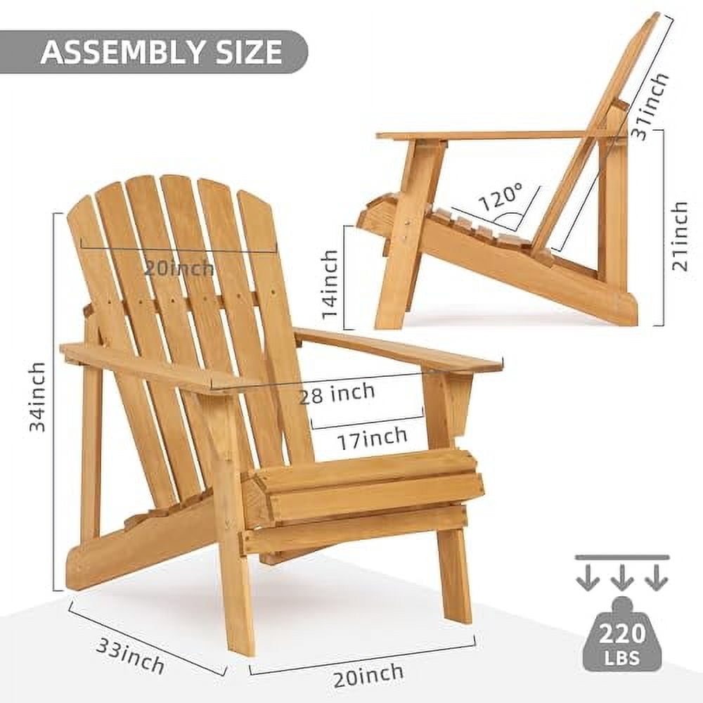 Outdoor Wooden Adirondack Chair with Pre-Assembled BackRest & SeatBoard ...