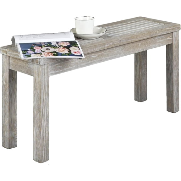 Outdoor Wooden Bench, 40” Porch Bench Outdoor Backless Garden Bench, Small Outdoor Bench for Deck Patio Entryway