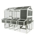 thumbnail image 1 of Outdoor Wooden Chicken Coop for 10 Chickens, Large Hen House Poultry Habitat Pet Hutch Run Cage with 4 Nesting Boxes, Walk in Chicken Coops Run with Ramp and Waterproof Roof, Gray, 1 of 7