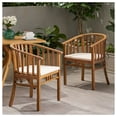 thumbnail image 1 of Outdoor Wooden Dining Chairs With Cushions, Set of 2, Cream, Teak Finish, 1 of 1