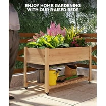 Outdoor Wooden Raised Garden Bed with Legs,Elevated Raised Planter Box with Wheels for Growing Vegetables and Herbs