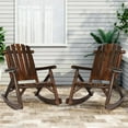 thumbnail image 1 of Outdoor Wooden Rocking Chair, Patio Rustic Adirondack Porch Rocker, All Weather Solid Wood Rocker Chair with High Back & Slatted Seat for Indoor, Backyard, Garden (Set of 2, Carbonized), 1 of 7