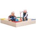 thumbnail image 1 of Outdoor Wooden Sand Box with Floor Cover and Waterproof Protection Cover, Square Sandpit for Kids, 1 of 6