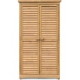 thumbnail image 1 of Outdoor Wooden Storage Cabinet Garden Shed Outside Wood Tool Organizer Removable 3-Tier Shelving, 1 of 6