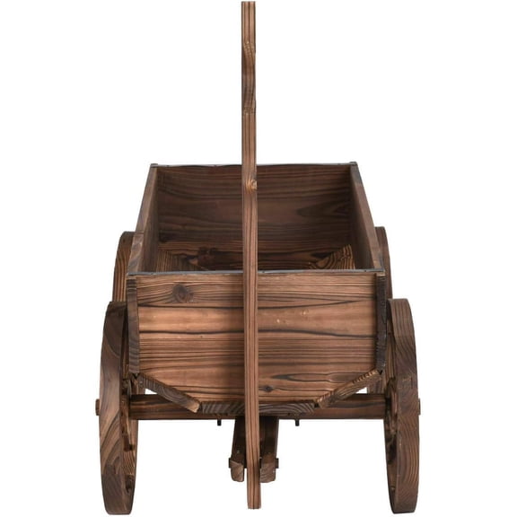 Outdoor Wooden Wagon Cart Flower Planter Pot Stand Fir Wood Construction Perfect for Growing Your Favorite Plants Flowers Herbs Excellent Decoration for Your Lawn Backyard Garden Outdoor Living Space