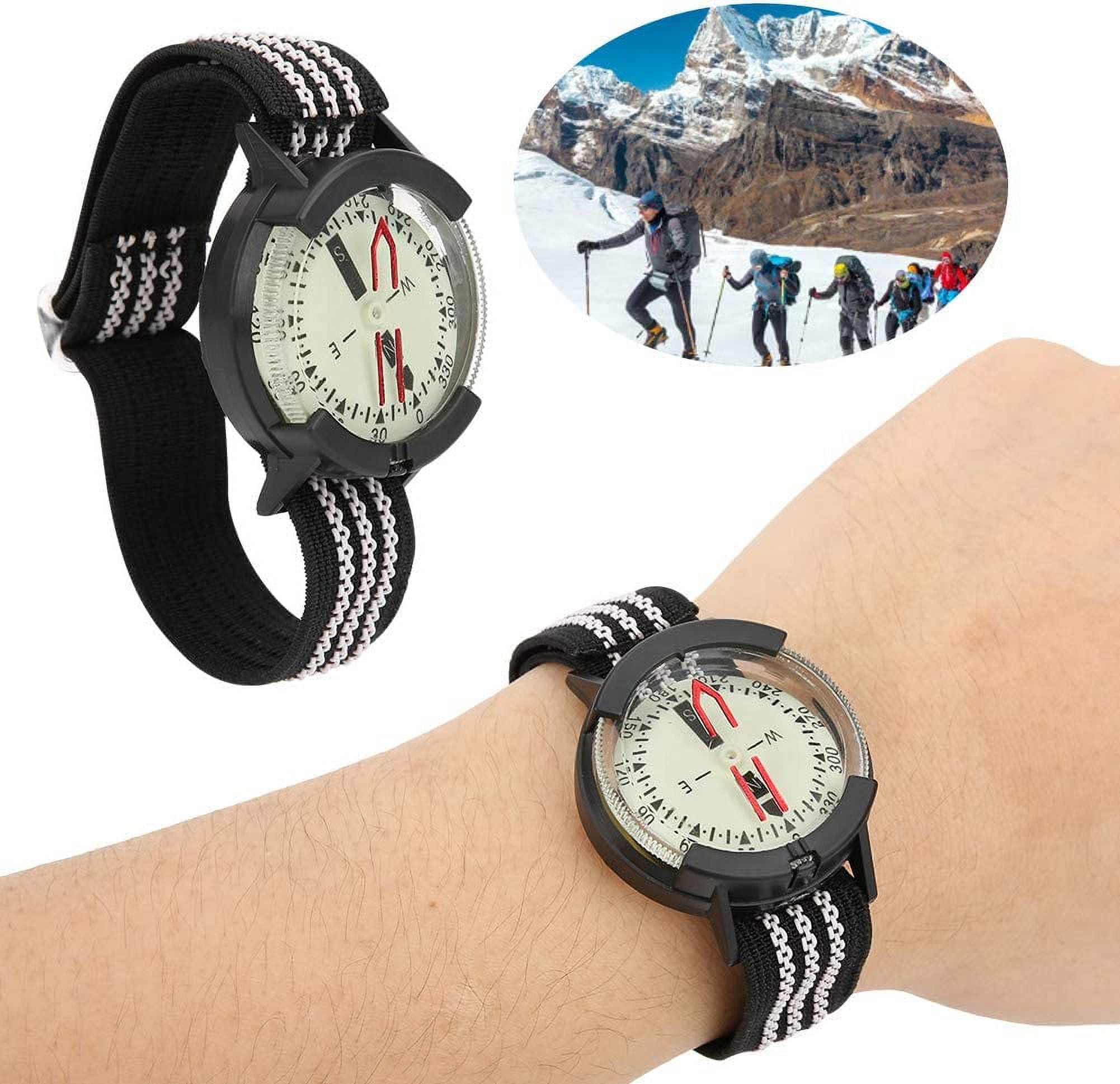 Outdoor Wrist Compass, Waterproof Compass Adjustable Dial for Camping Diving Hiking Compass Watch
