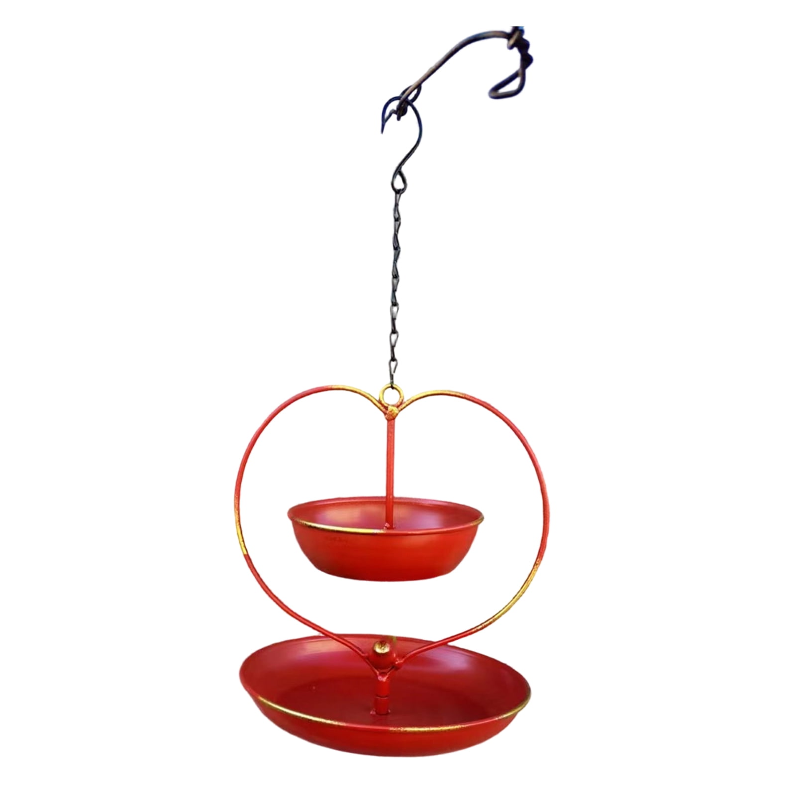 Outdoor Wrought Iron Hanging Bird Feeder for Balconies, Hummingbird Feeders for Outdoors, Weather Resistant Large Capacity Food Storage, Garden and Patio Decoration, Spring Outdoor Yard Decor, Red