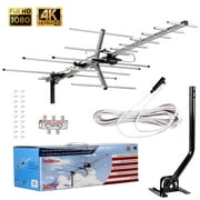 Outdoor Yagi HDTV Antenna Amplified Digital VHF UHF TV Mounting Pole 40 ft Cable Support 4 TVs
