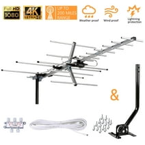 Outdoor Yagi TV Antenna up to 200 Mile for Clear Reception 4K 1080P HD with Mounting Pole and Installation Kit Support 5 TVs