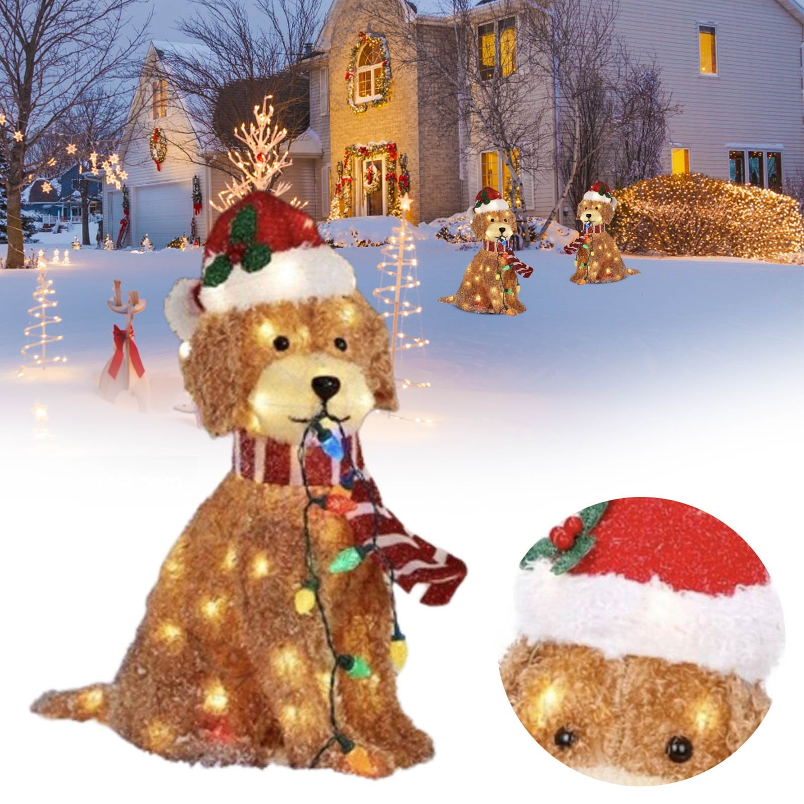 Outdoor Yard Christmas Decorations Home Decor Fluffy Doodle Dog Deco ...