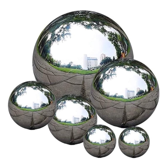 Outdoor Yard Decorations, Stainless Steel, 4In Reflective Sphere, Decorative Balls, Metal Yard Art Outdoor and Garden, Gazing Balls for Garden On, Silver, 1 Pc
