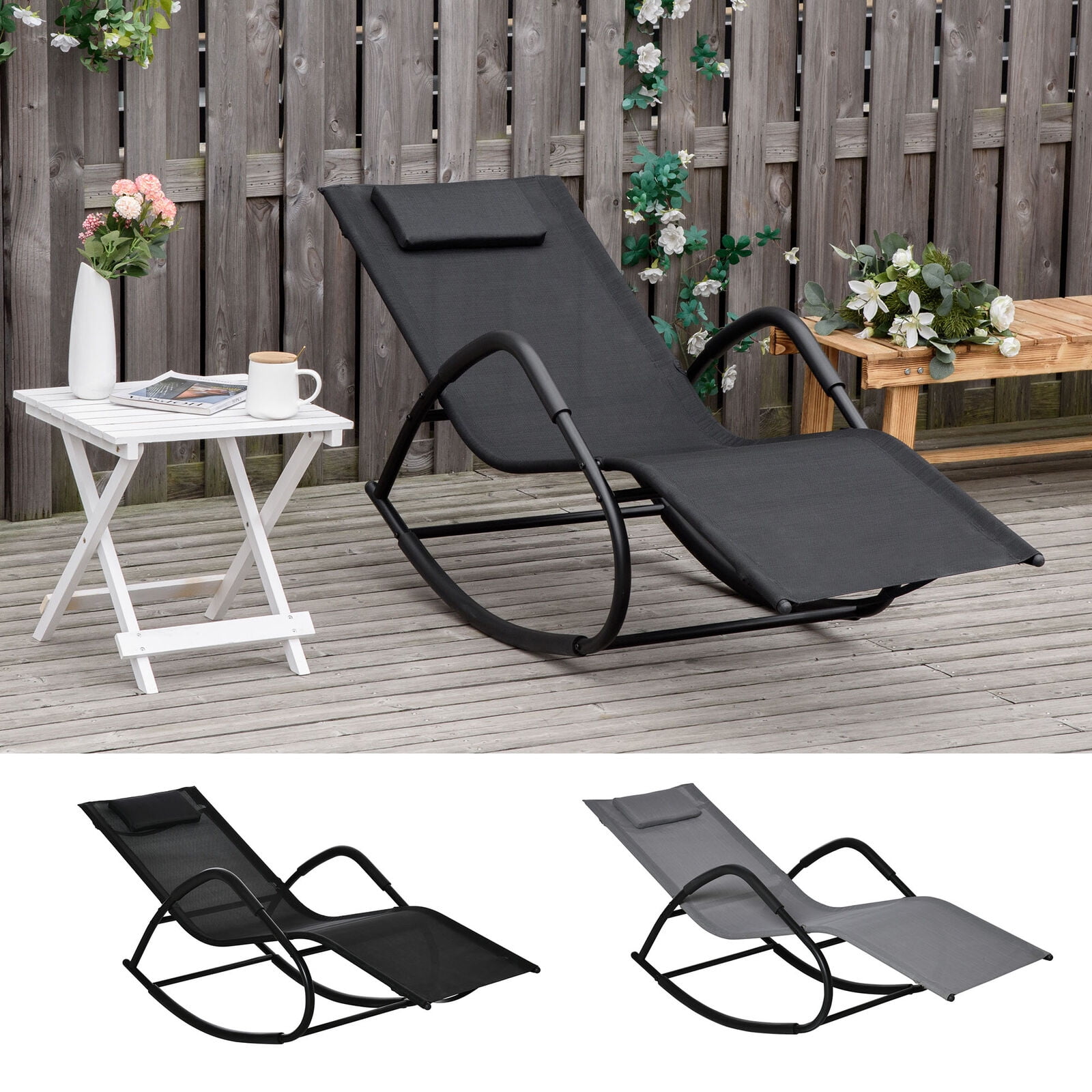 Outdoor Zero Gravity Rocking Chair, Weather Resistant, Sunbathing ...