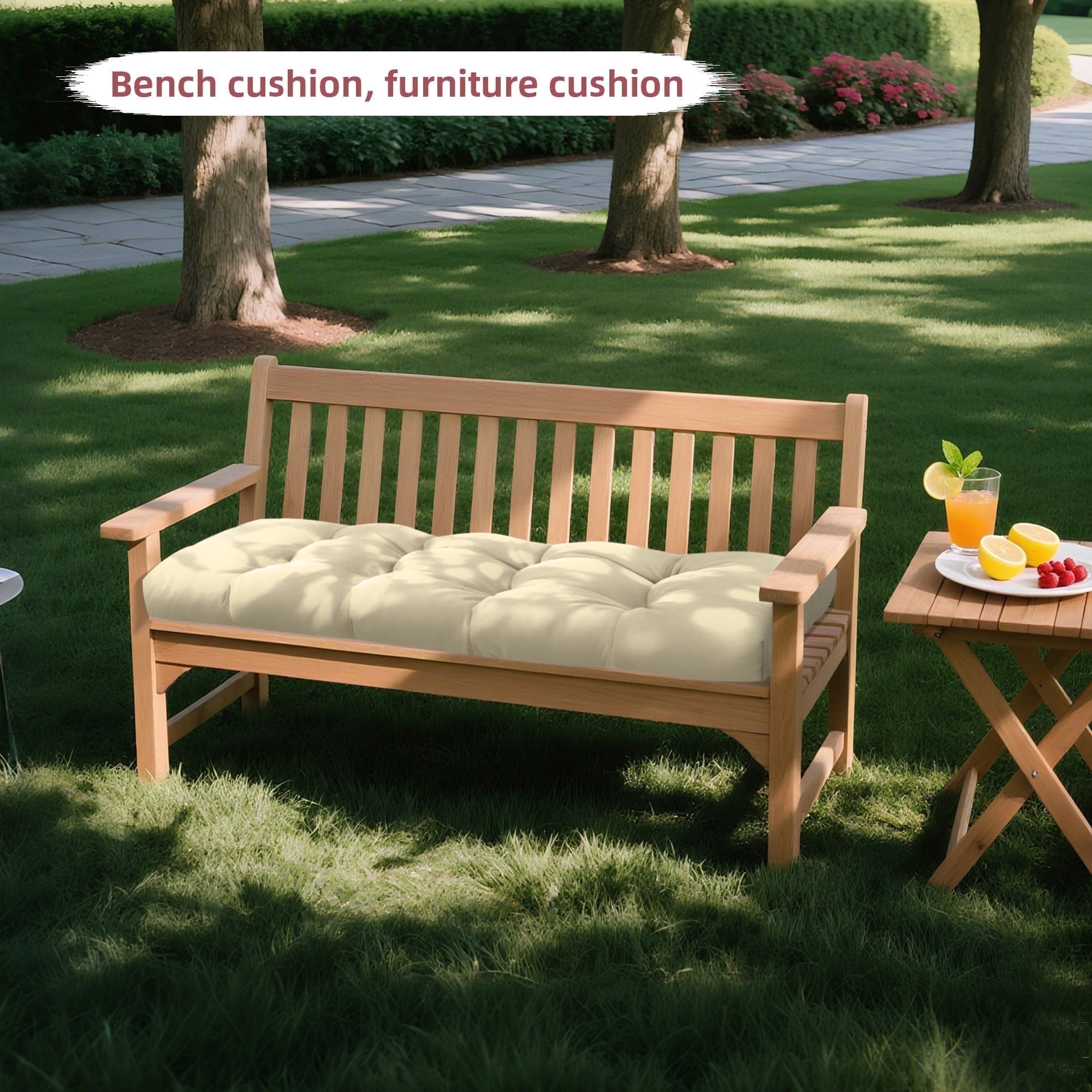 Millsilo Tufted Bench Cushion with Non-Slip Bottom, Water-Resistant Polyester Fabric, Foam & Fiber Filling, 36 x 14 x 4 in, Indoor Outdoor Seat Pad - Walmart.com