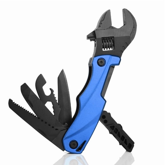 Outdoor camping multi-function wrench pliers multi-purpose adjustable wrench folding knife saw wrench combination tool