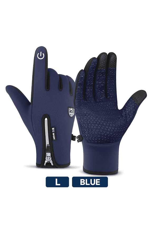 Outdoor Cold and Windproof Sports Gloves, Cold Touch Screen Anti-Slip Waterproof Windproof Suitable for Cycling and Skiing, Solo Travel, Winter Warm Gloves for Men and Women(Blue L)