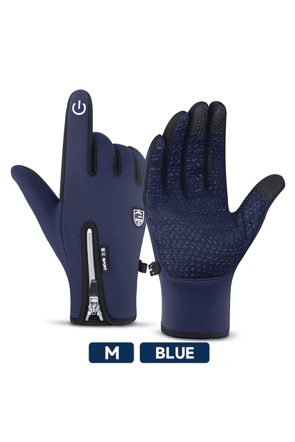 Outdoor Cold and Windproof Sports Gloves, Cold Touch Screen Anti-Slip Waterproof Windproof Suitable for Cycling and Skiing, Solo Travel, Winter Warm Gloves for Men and Women(Blue M)