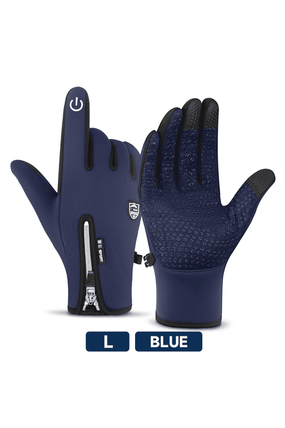 Outdoor Cold and Windproof Sports Gloves, Cold Touch Screen Anti-Slip Waterproof Windproof Suitable for Cycling and Skiing, Solo Travel, Winter Warm Gloves for Men and Women(Blue L)
