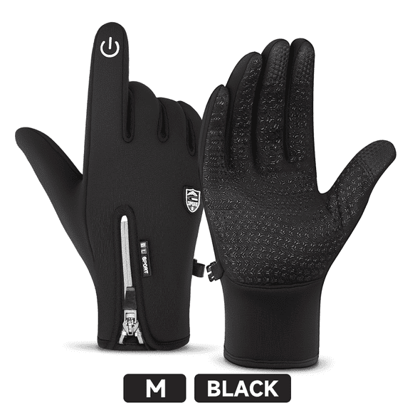 BYXAS Outdoor Cold and Windproof Sports Gloves, Cold Touch Screen Anti-Slip Waterproof Windproof Suitable for Cycling and Skiing, Solo Travel, Winter Warm Gloves for Men and Women(Black M)