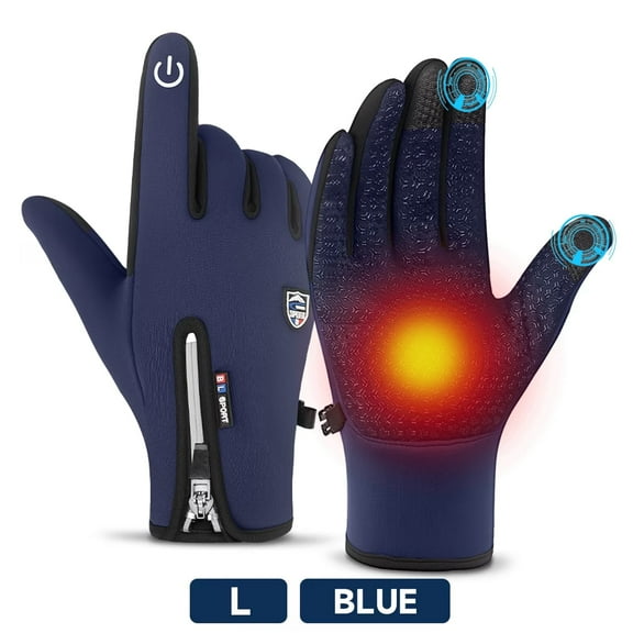 BYXAS Outdoor Cold and Windproof Sports Gloves, Cold Touch Screen Anti-Slip Waterproof Windproof Suitable for Cycling and Skiing, Solo Travel, Winter Warm Gloves for Men and Women(Blue L)