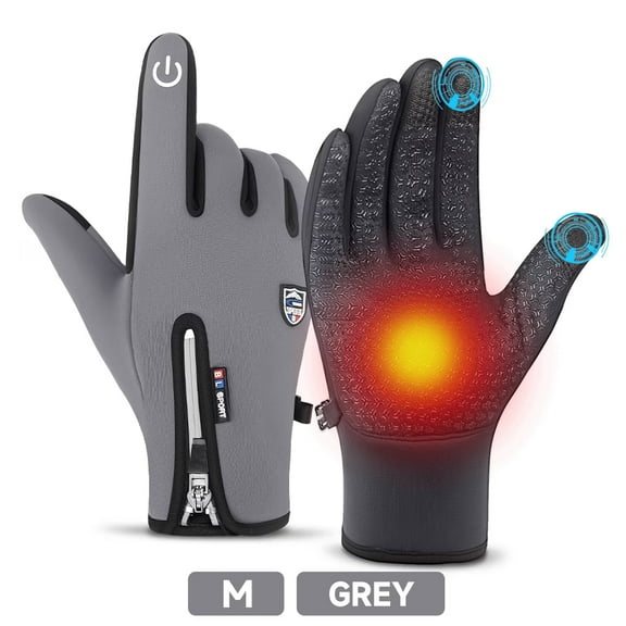 BYXAS Outdoor Cold and Windproof Sports Gloves, Cold Touch Screen Anti-Slip Waterproof Windproof Suitable for Cycling and Skiing, Solo Travel, Winter Warm Gloves for Men and Women(Gray M)
