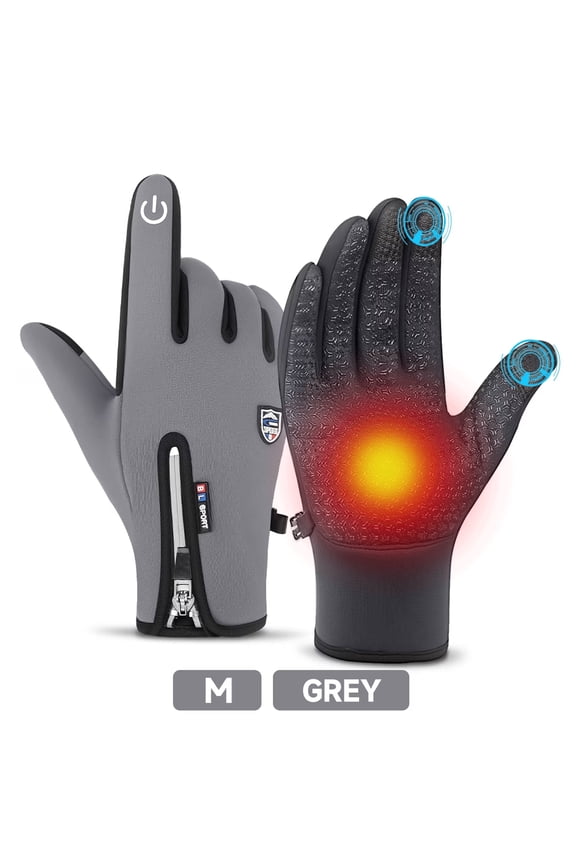 Outdoor Cold and Windproof Sports Gloves, Cold Touch Screen Anti-Slip Waterproof Windproof Suitable for Cycling and Skiing, Solo Travel, Winter Warm Gloves for Men and Women(Gray M)