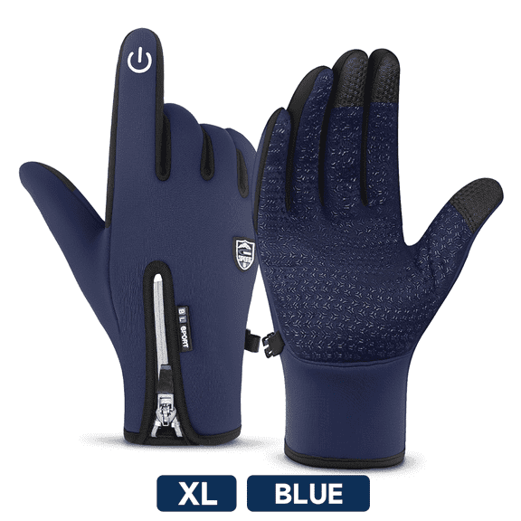 BYXAS Outdoor Cold and Windproof Sports Gloves, Cold Touch Screen Anti-Slip Waterproof Windproof Suitable for Cycling and Skiing, Solo Travel, Winter Warm Gloves for Men and Women(Blue XL)