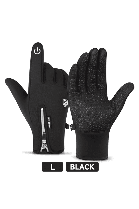 Outdoor Cold and Windproof Sports Gloves, Cold Touch Screen Anti-Slip Waterproof Windproof Suitable for Cycling and Skiing, Solo Travel, Winter Warm Gloves for Men and Women(Black L)