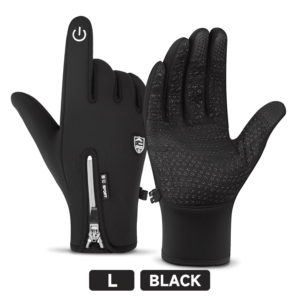 Outdoor Cold and Windproof Sports Gloves, Cold Touch Screen Anti-Slip Waterproof Windproof Suitable for Cycling and Skiing, Solo Travel, Winter Warm Gloves for Men and Women(Black L)