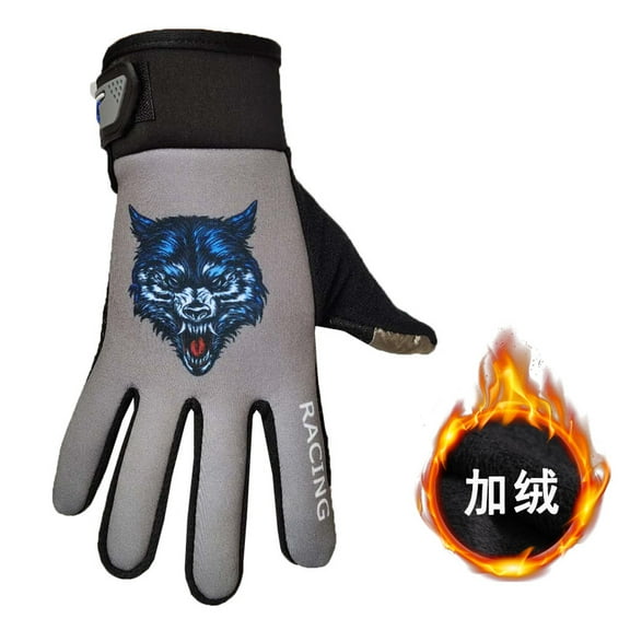 Outdoor cycling with velvet gloves, all fingers for men and women, spring and autumn, winter, hiking, running, fitness, mountain bike, anti slip touch screen