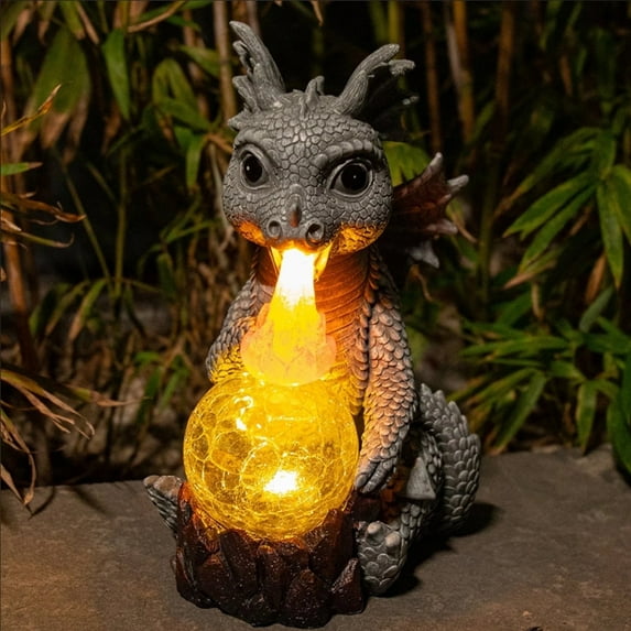 Wonder Garden Solar-Powered Dragon Statue – Weatherproof Resin LED Decor for Yard, Patio & Pond ,Handcrafted  Gift for Fantasy Fans