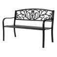 thumbnail image 1 of Outdoor for Patio Metal Garden w/PVC Back Pattern, Black Park es Front Porch es for Yard Lawn Decor Deck Entryway (Black-Floral), 1 of 7