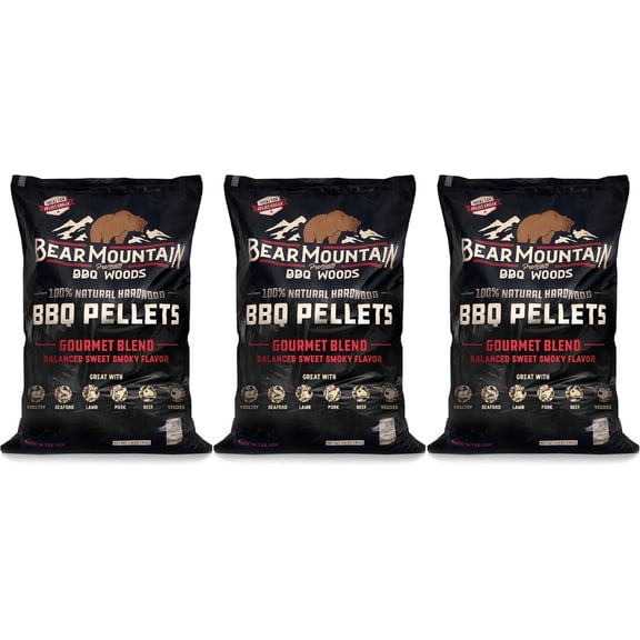 Outdoor grilling hardwood smoker pellets, all natural low moisture, smoky gourmet blend, 40 lb bag 3 pack