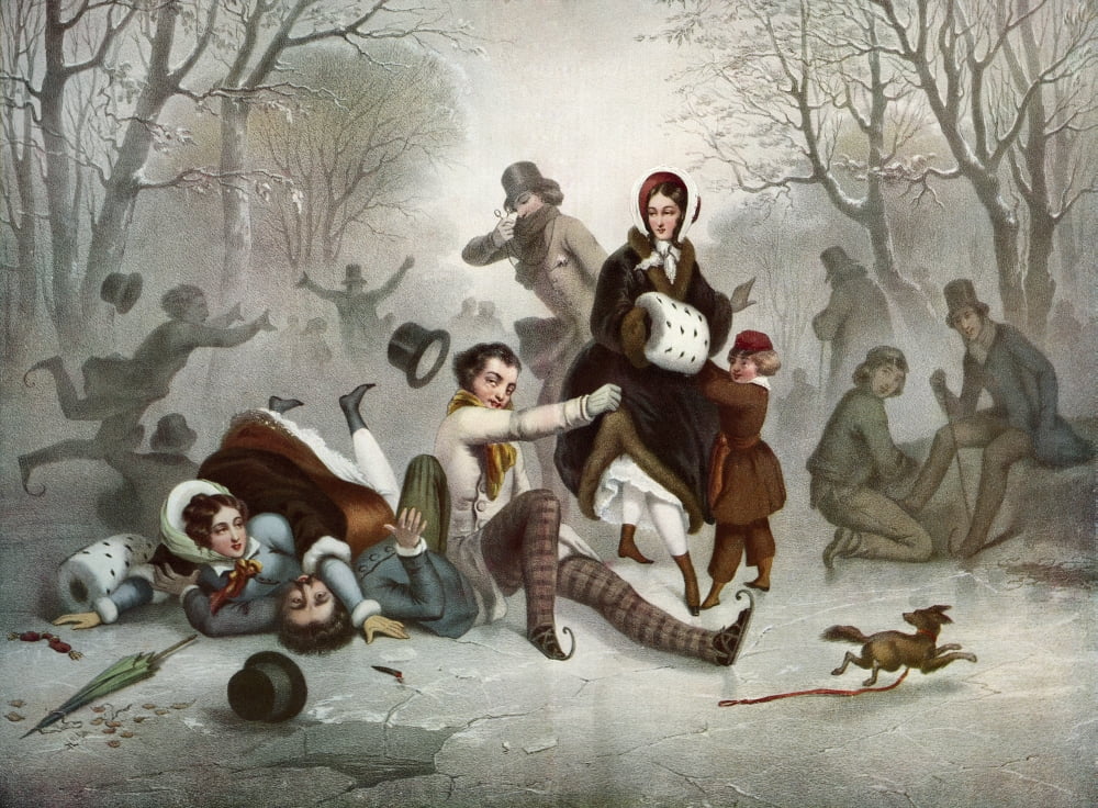 Outdoor ice skating in the 19th century From Illustrierte Sittengeschichte vom Mittelalter bis zur Gegenwart by Eduard Fuchs published 1909 Canvas Art - Ken Welsh Design Pics (32 x 24)