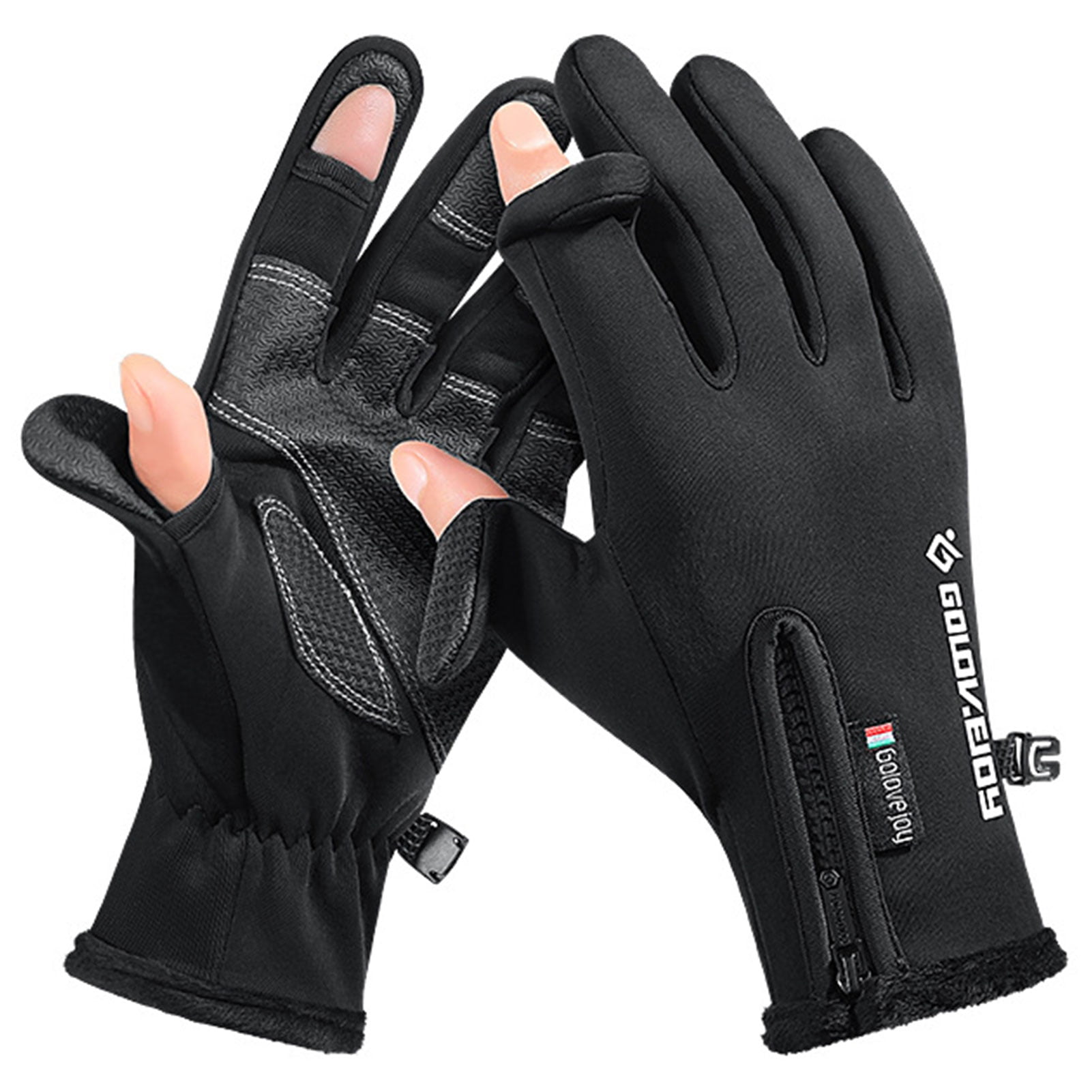 Outdoor lure fishing gloves men's winter palm anti-skid leakage finger  touch screen high-density waterproof windproof warm gloves 