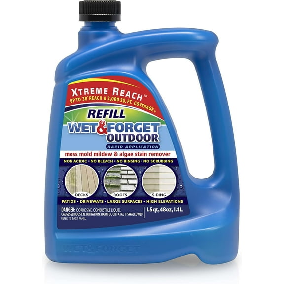 Outdoor multi-functional cleaner for removing moss, mold, moldy spots and algal stains