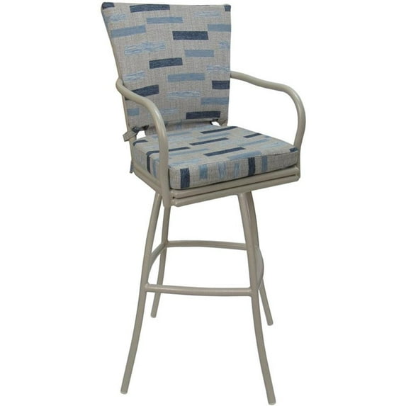 Outdoor or Indoor 30" Bar Stool - Ofir - B-W Blue Beige - Beige